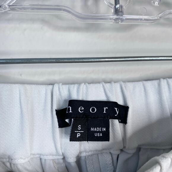 THEORY Korene Trinity 2 Slim Crop Pants Pull On Elastic Waist White Size Small - Picture 4 of 8